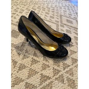 Michael Kors Black Patton Kitty Heel, Size 7 1/2